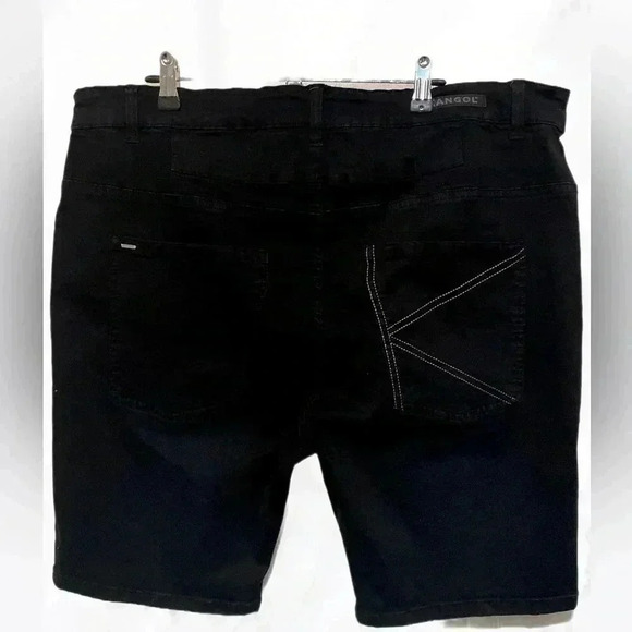 Authentic Kangol black denim classic  street style trendy 4 pckt long shorts 42 - Picture 2 of 3